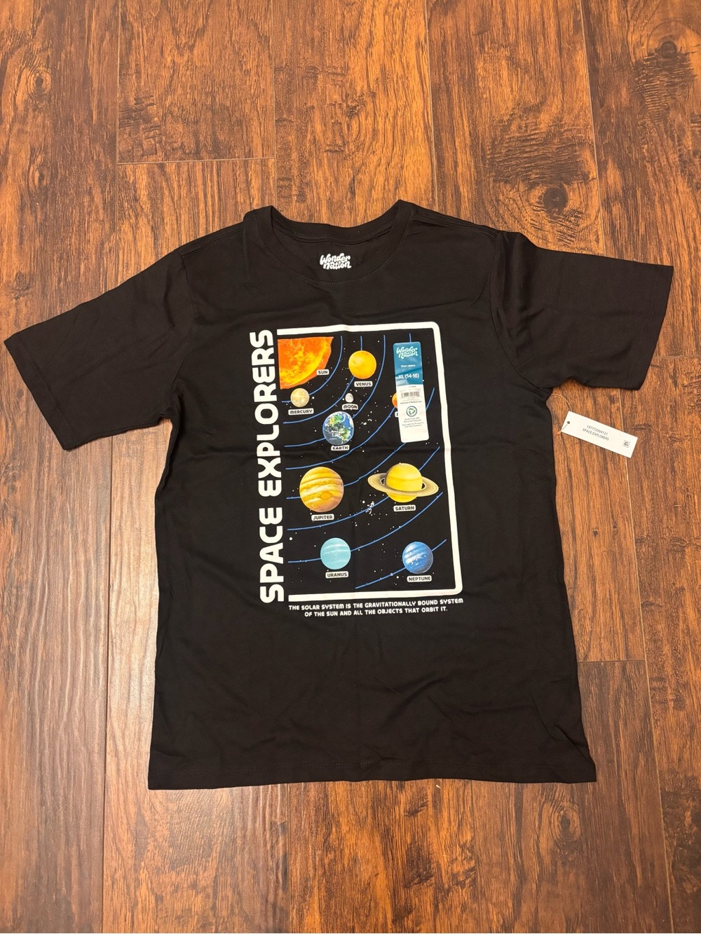 NWT Wonder Nation Space Explorers Planet T-Shirt Boys XL 14/16 Black